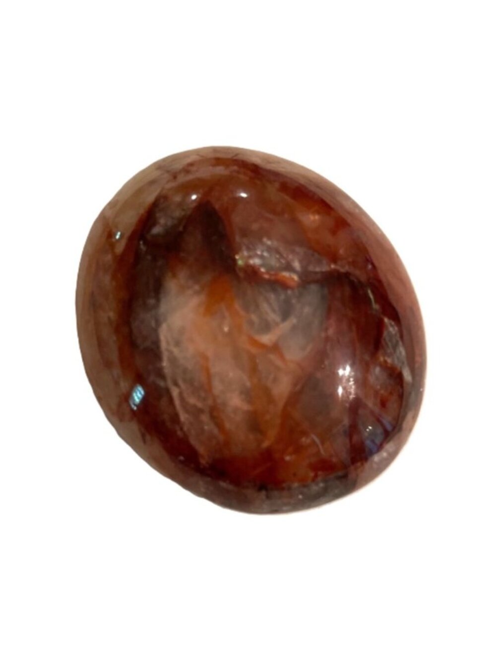 2.5" Natural Fire Quartz Palm Stone - Polished Hematoid Quartz Pocket Crystal